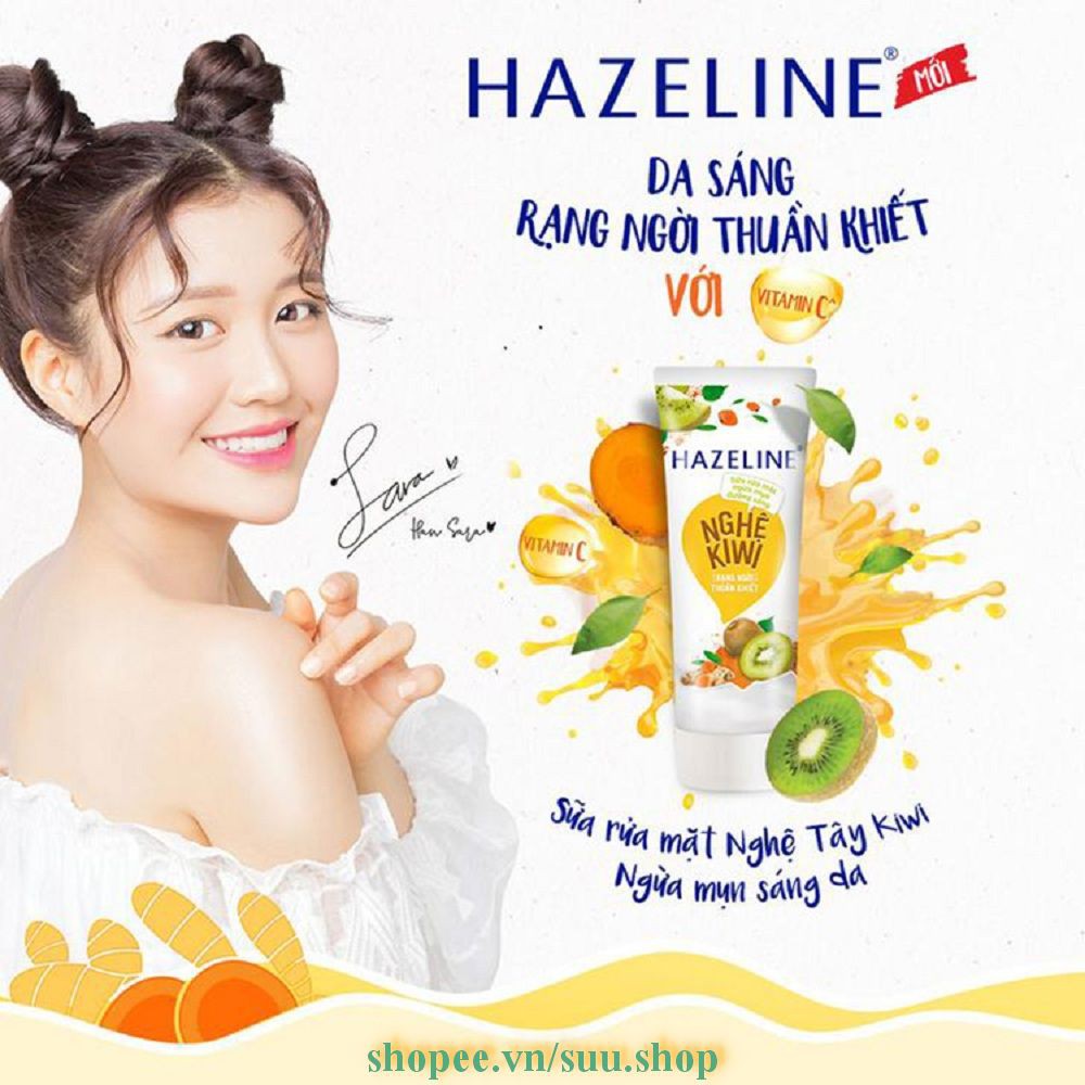 Sữa Rửa Mặt 50g Hazeline Nghệ Kiwi Ngừa Mụn Sáng Da, suu.shop cam kết 100% chính hãng