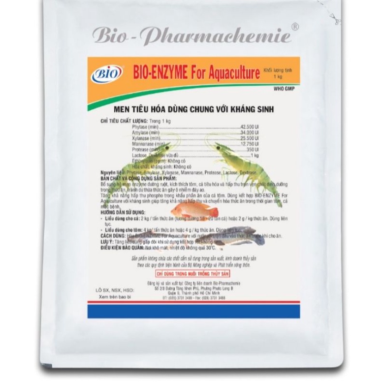1 gói Bio Enzyme for aquaculture 1 kg tôm, cá hấp thụ thức ăn hsd 06/09/2024