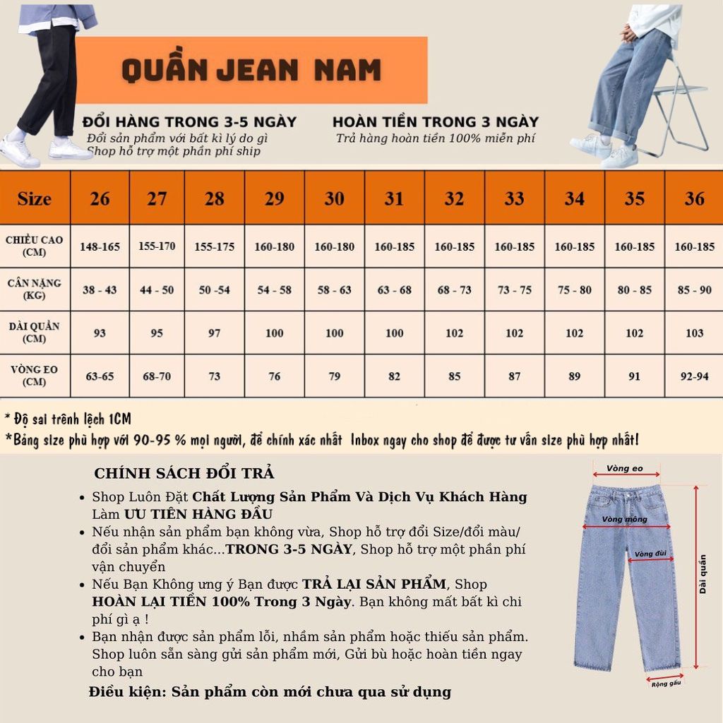 Quần Jean Nam Ống Suông Baggy - Ống Rộng Basic Chất Vải Bò Rin Màu Xanh Sáng Và Đen Có Quần Jean Nam Big Size