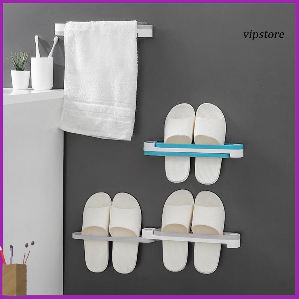 【VIP】  Slipper Rack Foldable Adhesive Plastic Wall Hanging Shoes Rack for Bathroom