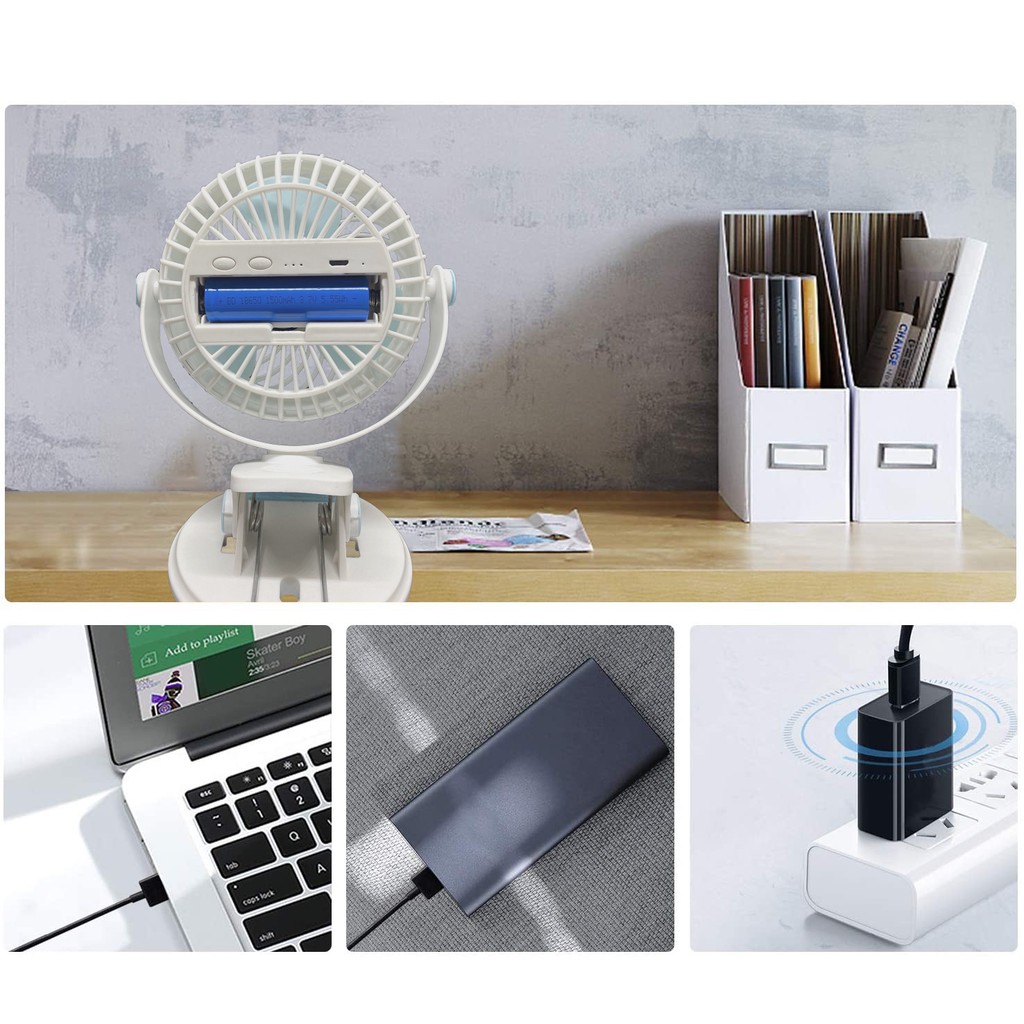 Quạt Kẹp Bàn Xoay 720 Độ Cực Mát - Quạt Mini Văn Phòng Không Tiếng Động, Gắn Xe Đẩy Em Bé | BigBuy360 - bigbuy360.vn