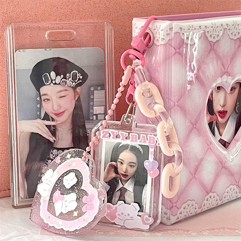 AUGUSTINA Móc Chìa Khóa / Thẻ Ảnh Trong Suốt Dễ Thương Tiện Dụng Cho Học Sinh