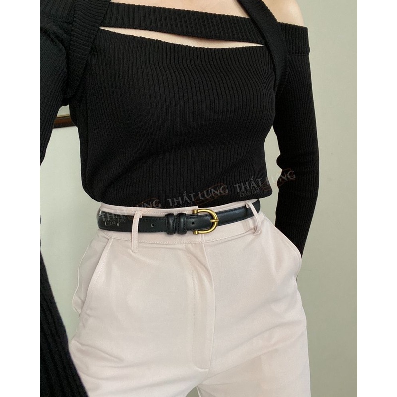 Thắt lưng nữ bản nhỏ Ulzzang mặt chữ C màu vàng đồng bản 1.8cm  TL091 - Thắt Lưng Giá Tốt