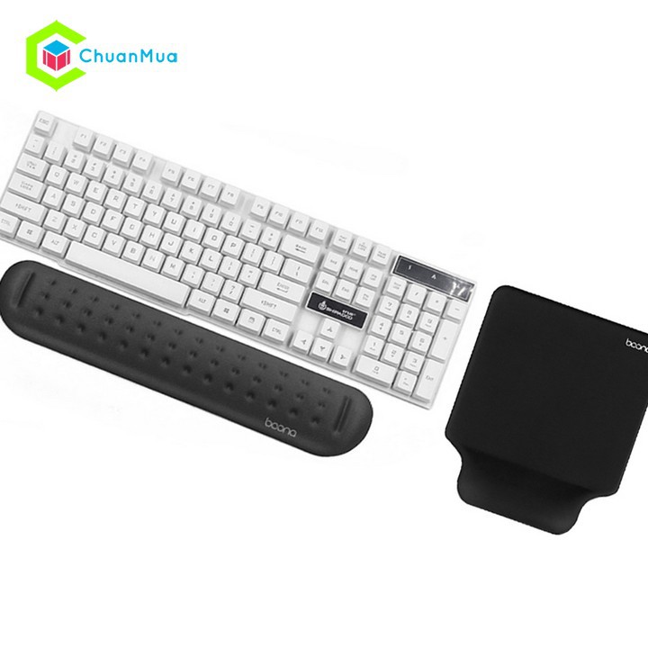 Combo Bộ Lót Chuột Silicon + Đệm Kê Bàn Phím Chống Mỏi Cổ Tay Boona 3D Mouse Pad ( Bàn Di Chuột Máy Tính Văn Phòng )