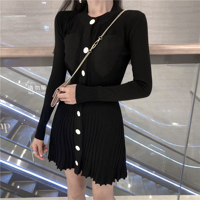 Women's long sleeve dress new style Platycodon grandiflorum small fragrance waist with skirt