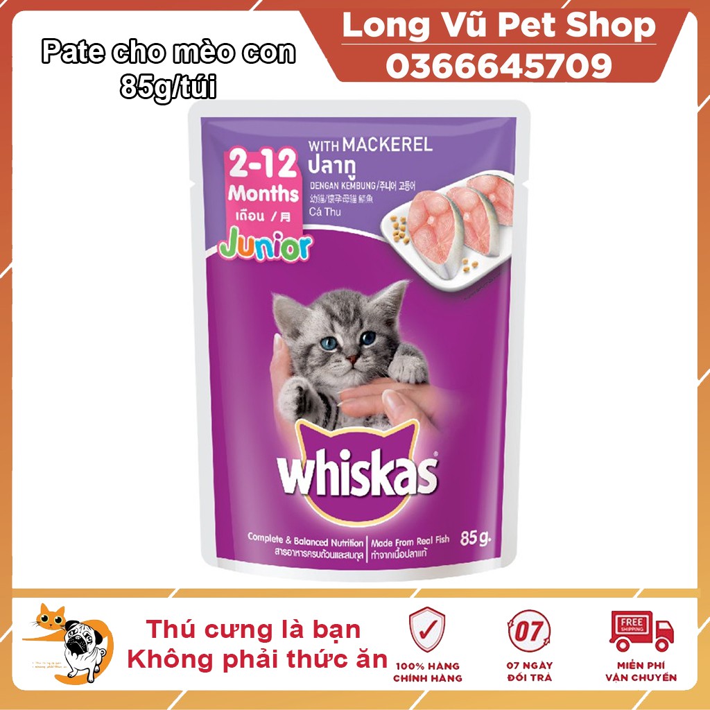 Thức ăn mèo con Whiskas vị cá thu túi 85g