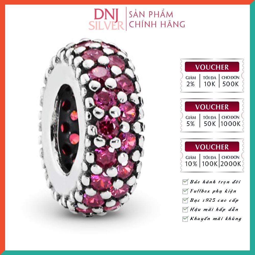 Charm bạc 925 cao cấp, hàng chuẩn bạc - Charm Pink Pavé Spacer thích hợp để mix vòng tay charm - DN204