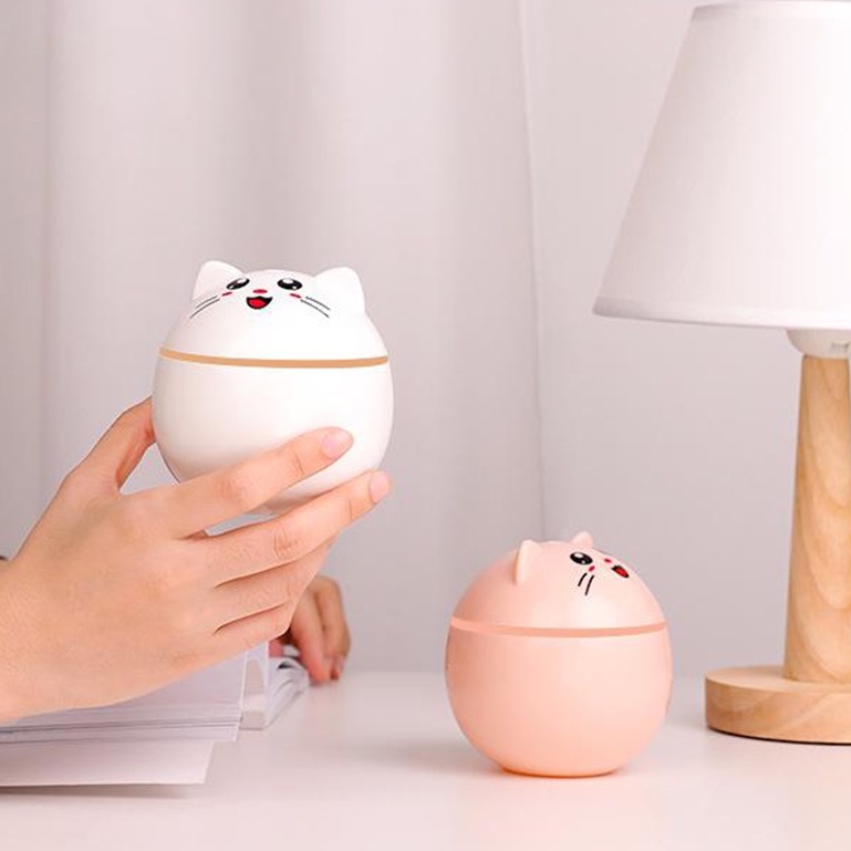 Máy Phun Sương Tạo Độ Ẩm Không Khí Siêu Âm Có Đèn LED USB Màu Trắng 300ML