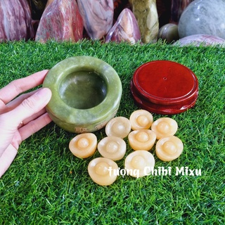 Bát Tụ Bảo Serpentine size 10cm (gồm 01 bát + 09 thỏi vàng + 01 đế gỗ)