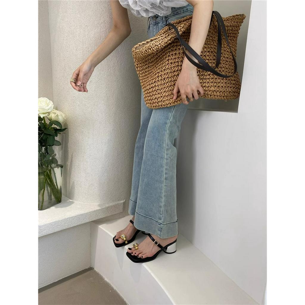 Dép Sandal Cao Gót Hở Ngón Đính Đá Thời Trang Mùa Hè Mới 2023 Cho Nữ