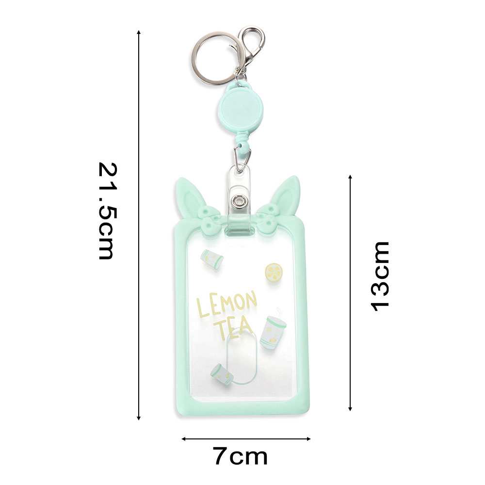 ☆YOLA☆ Portable ID Card Holder Ear Retractable Pass Cover Office Work Transparent Silicone Girl Student Keychain Badge Card Case