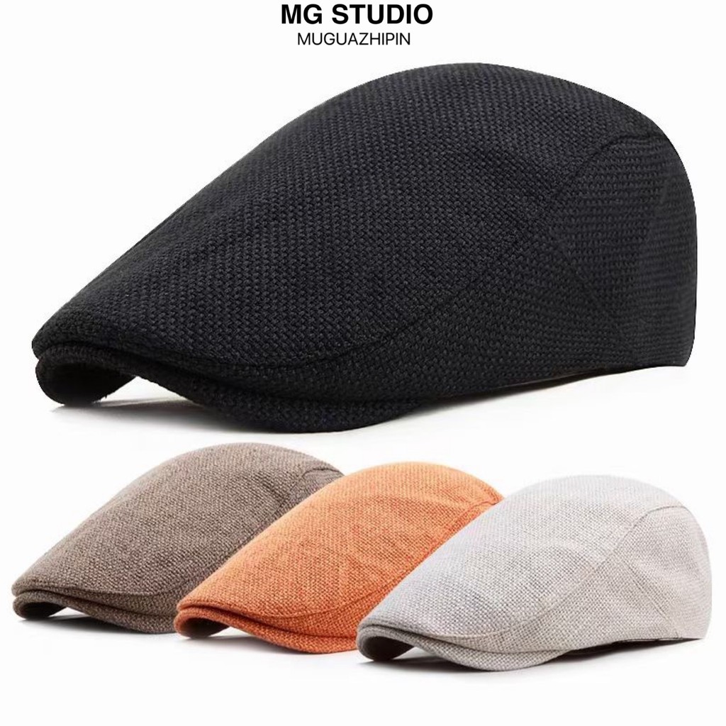 Mũ Bê Rê Mg Studio Vải Lanh 4 Màu Tùy Chọn Thời Trang
