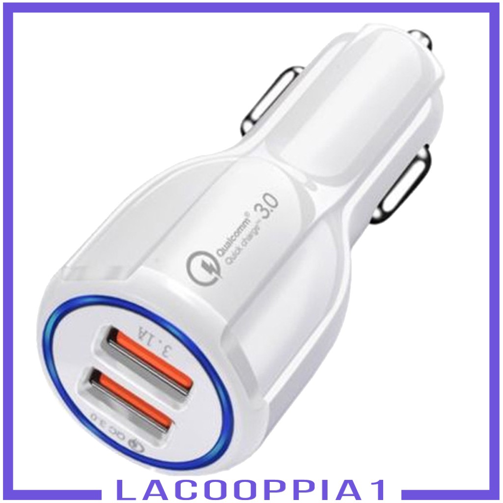 Ổ Cắm Điện Hai Cổng USB 3.0 Bằng Nhựa Lacooppia1-24V QC Dành Cho Xe Hơi