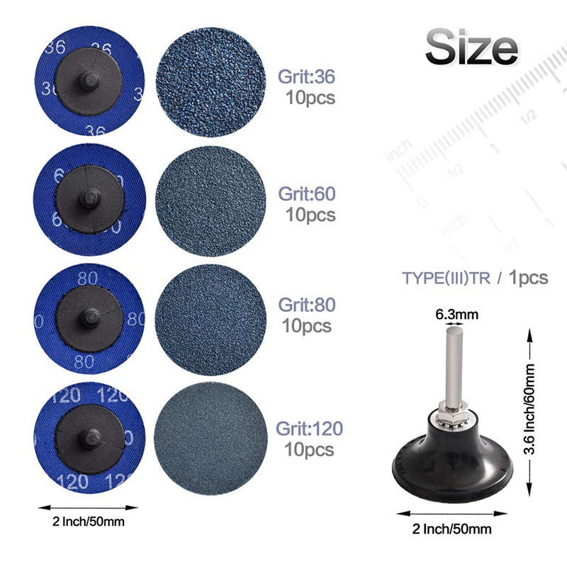 Bộ 41 Đĩa Mài Đá Zirconia 2 inch Với Giá Đỡ 1 / 4 inch Chuyên Dụng