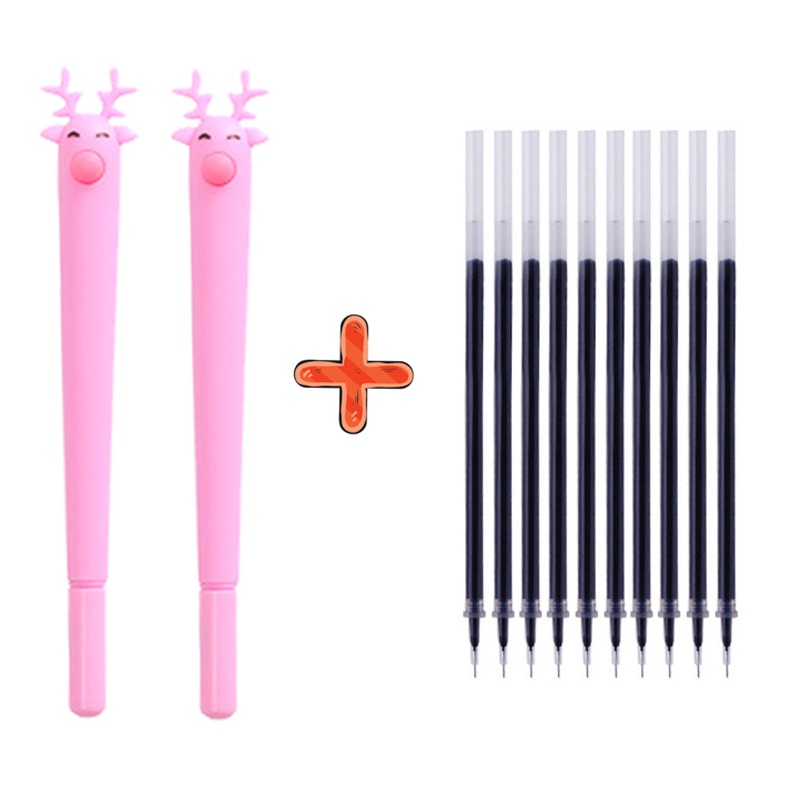 Set 2 Bút Mực + 10 Ruột Thay Thế Họa Tiết Giáng Sinh Dễ Thương