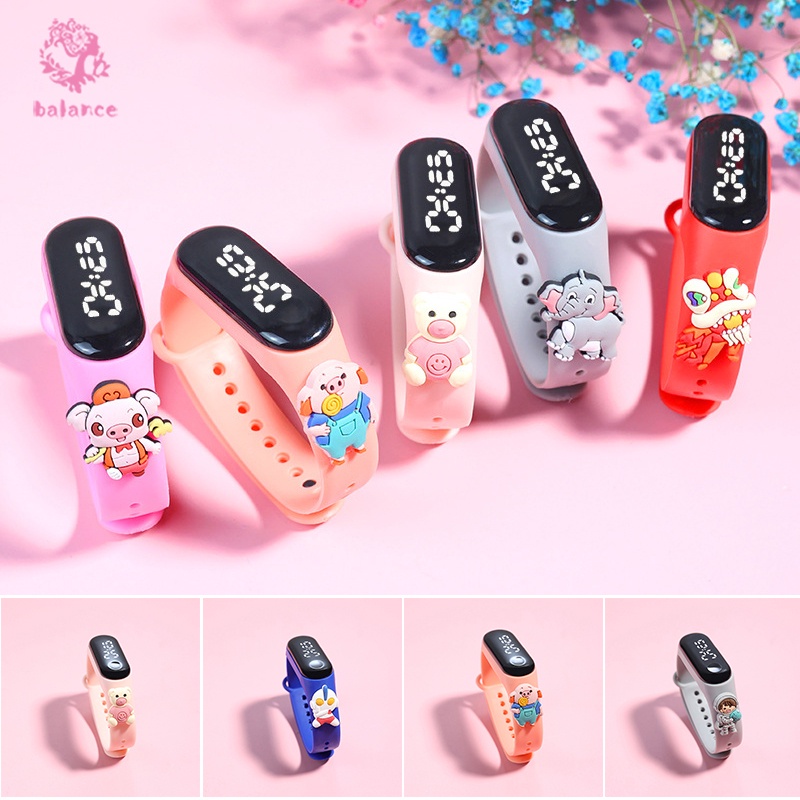 Đồng hồ led điện tử màn hình cảm ứng búp bê hoạt hình chống nước cho trẻ em