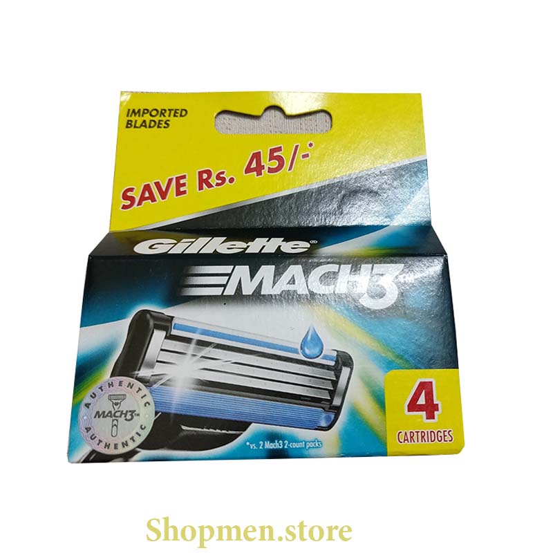 Dao cạo râu Gillette Mach 3 với đầu cạo ba lưỡi cực kỳ sắc bén, cạo nhanh sạch gấp 3 lần