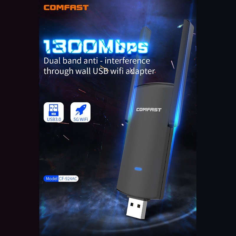 Usb Thu Sóng Wifi Không Dây Comfast 924ac Usb3.0 1300mbps