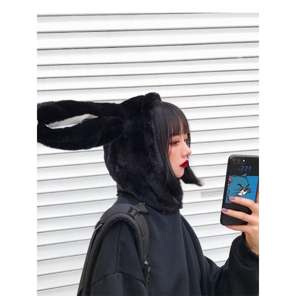 Áo hoodie nỉ bông tai thỏ dài siêu to khổng lồ đáng yêu, mũ lông mềm mịn unisex nam nữ