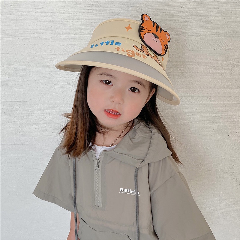 Nón Lưỡi Trai Nửa Đầu Chống Nắng In Họa Tiết Hổ Hoạt Hình Dễ Thương Cho Bé
