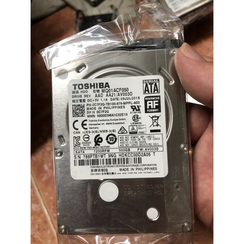 [BH 12 tháng] HDD Laptop Toshiba 500GB 7200RPM date 2018 sata 3 6gpbs