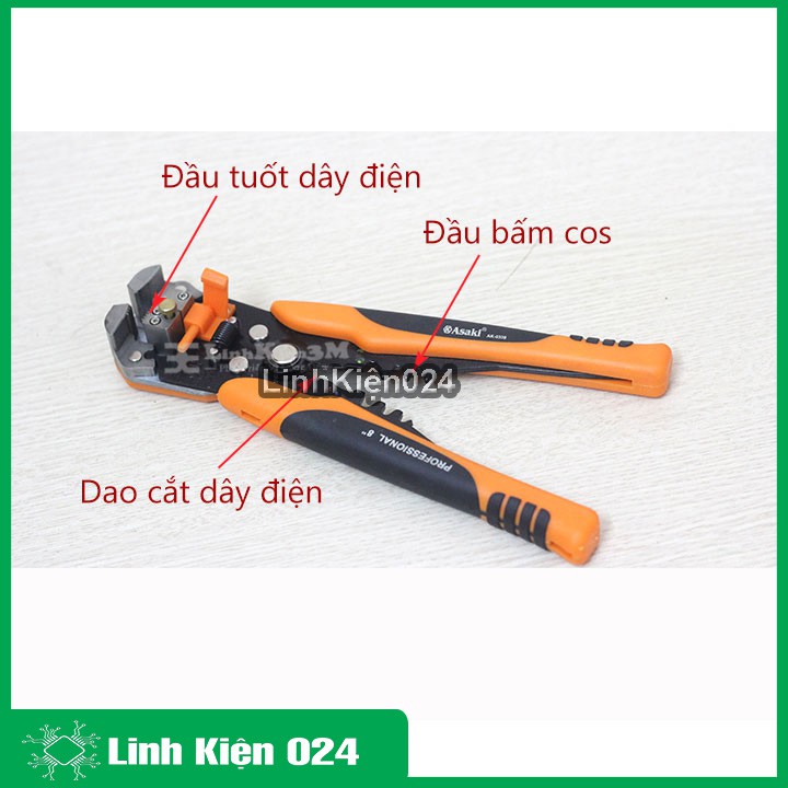 Kìm Tuốt Dây-Bấm Cốt Tự Động Asaki AK-0339