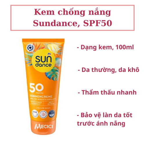 Kem chống nắng Sundance Đức SPF50 100ml, 200ml - Shop Mecici