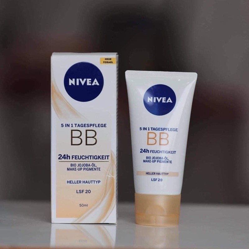 Kem nền Nivea BB-Cream 5in1 bền màu lâu trôi đến 24h, hàng Đức - tuýp 50ml