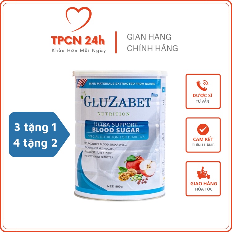 Sữa Non Tiểu Đường Gluzabet 800 Gram - Sữa dinh dưỡng chuyên biệt dành cho người tiểu đường