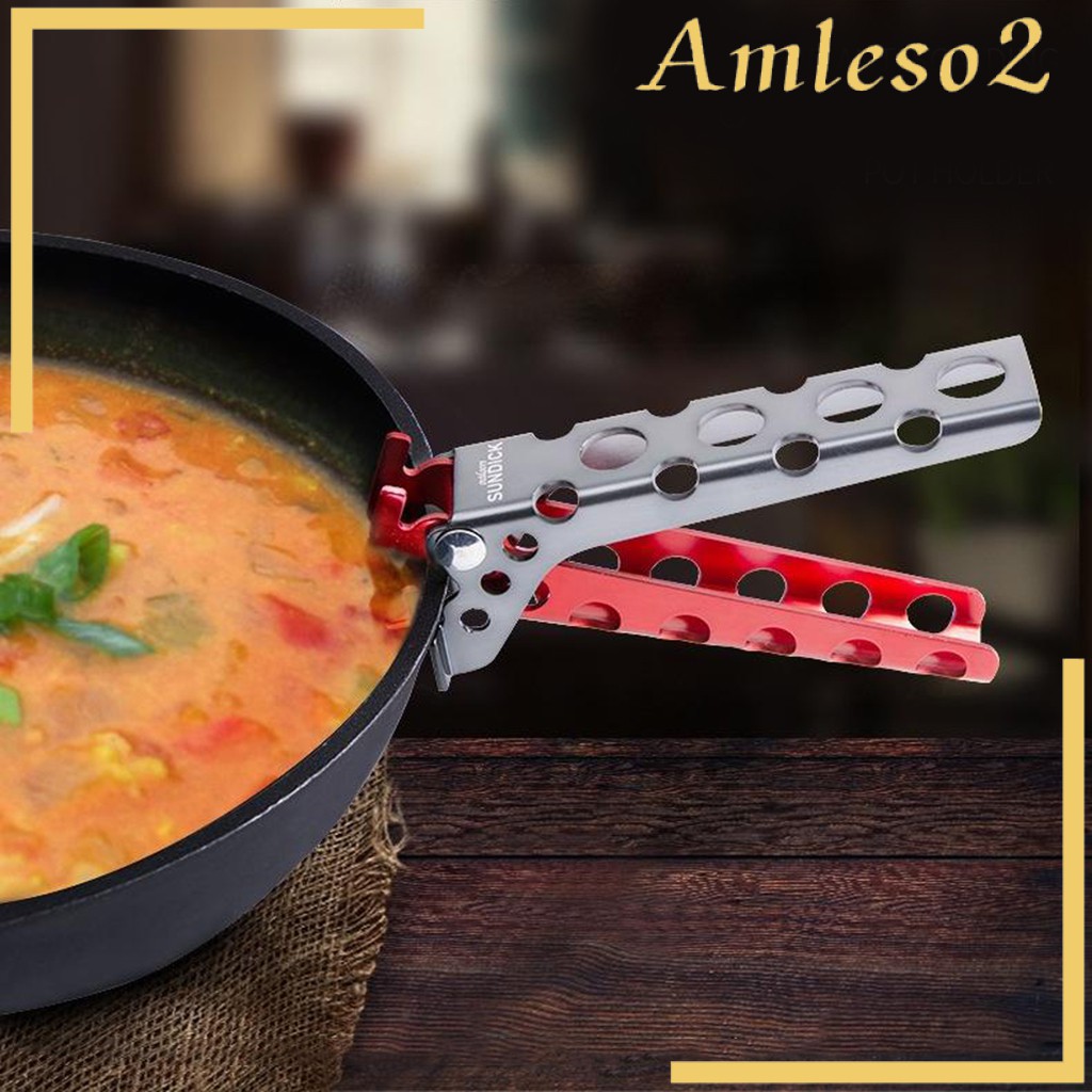 Kẹp Nhấc Nồi Chảo Bằng Nhôm Màu Đỏ + Xám Cho Cắm Trại