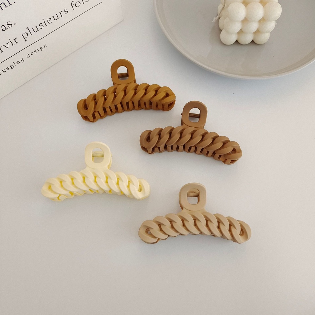 Kẹp tóc hàm cá mập bằng nhựa màu trơn phong cách Hàn Quốc dễ thương cho nữ