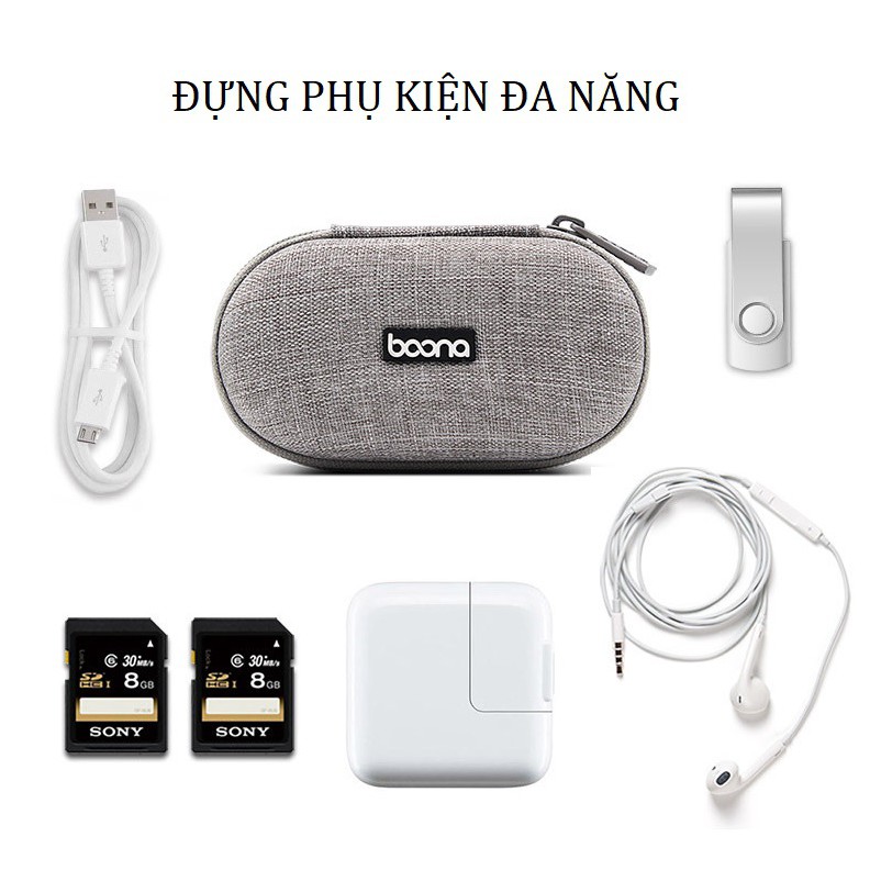 Hộp đựng tai nghe true wireless cáp củ sạc phụ kiện đa năng hình oval Baona (Boona) F014