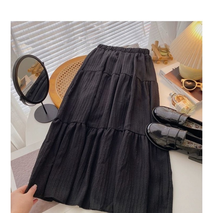 CHÂN VÁY MIDI 3 TẦNG MÀU TRƠN BASIC THIẾT KẾ MỚI NHẤT
