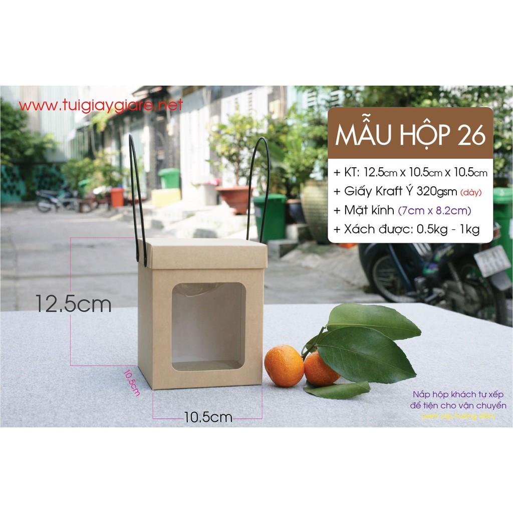 25 cái - Hộp giấy kraft có nắp đậy rời đựng quà tặng thực phẩm hàng hóa - Hộp số 26