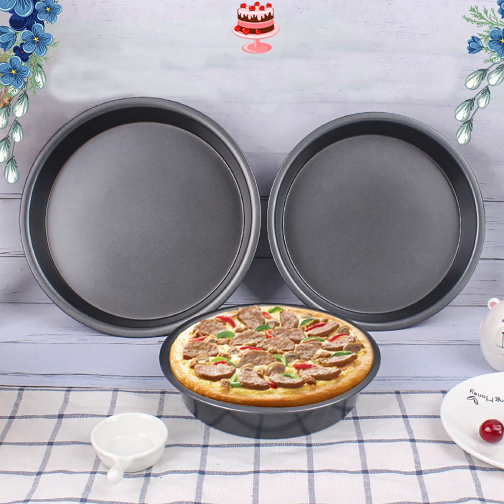 Chảo nướng bánh pizza bằng thép carbon chống dính màu đen cao cấp tiện dụng