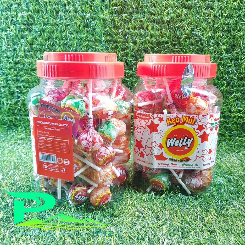 Kẹo mút Welly Bibica hũ 66 que - 594g