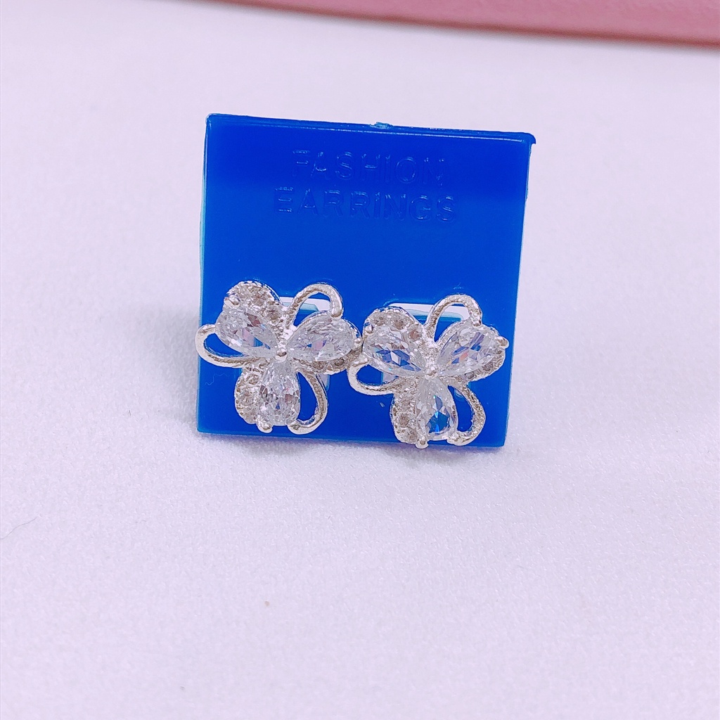Bông tai cỏ 3 lá may mắn - LINH'S MIU SILVER - Bông tai nữ bạc ta