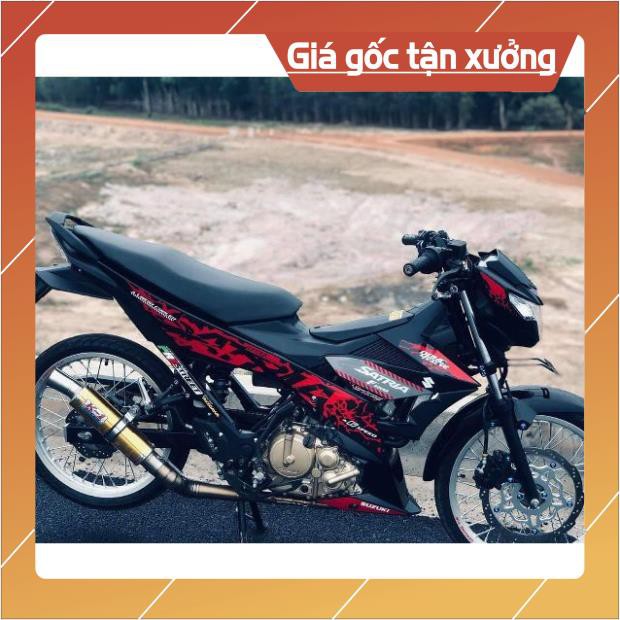 (FREE SHIP) Tem xe Satria đỏ đen tem 3 lớp ko bay màu