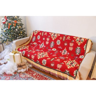 Thảm phủ sofa nhập họa tiết noel dùng cả 2 mặt