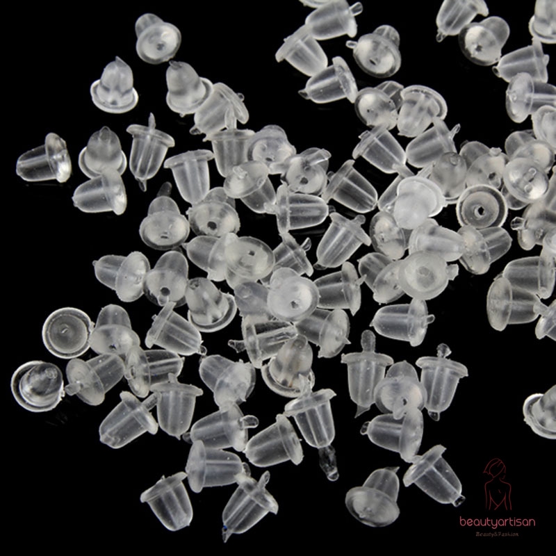 Set 100 chốt khuyên tai nhựa trong suốt