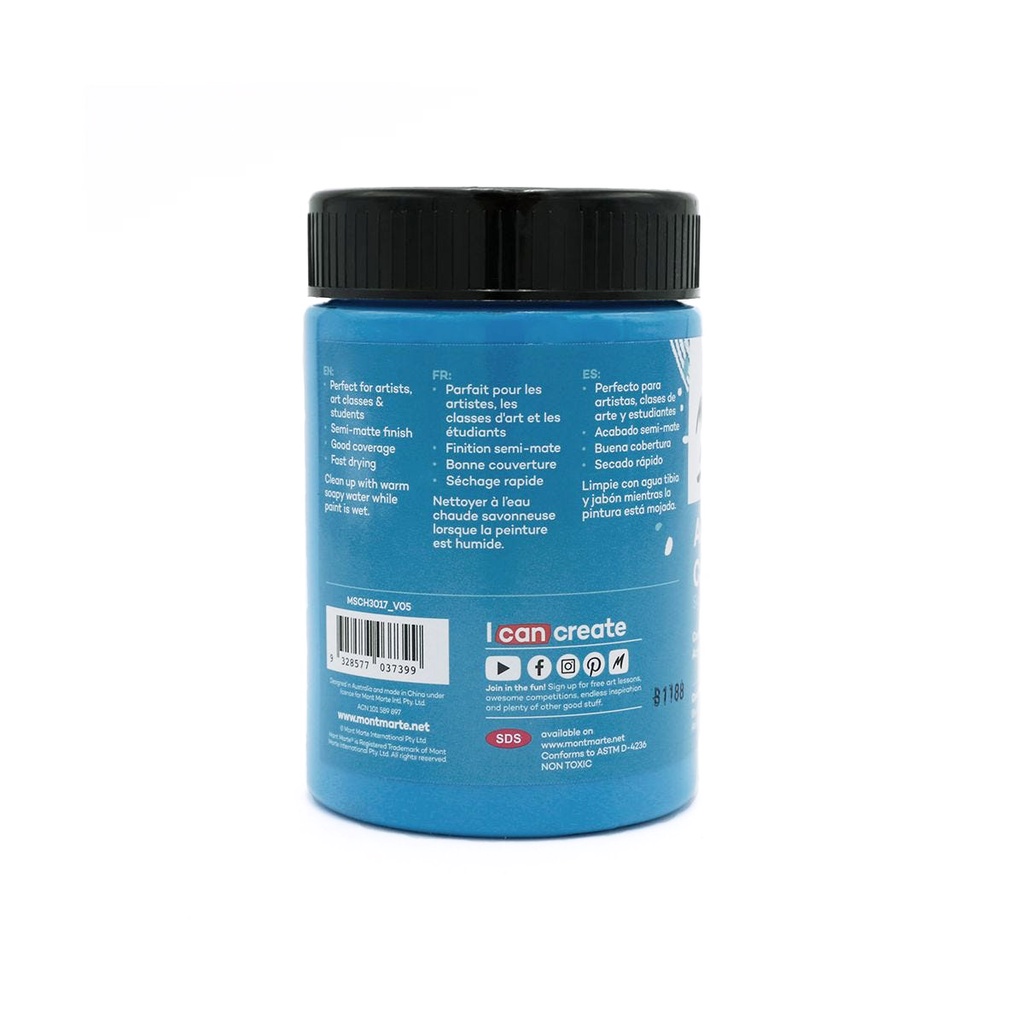 Màu Acrylic Mont Marte 300ml - Cerulean Blue - Acrylic Colour Paint Signature 300ml (10.1oz) - MSCH3017