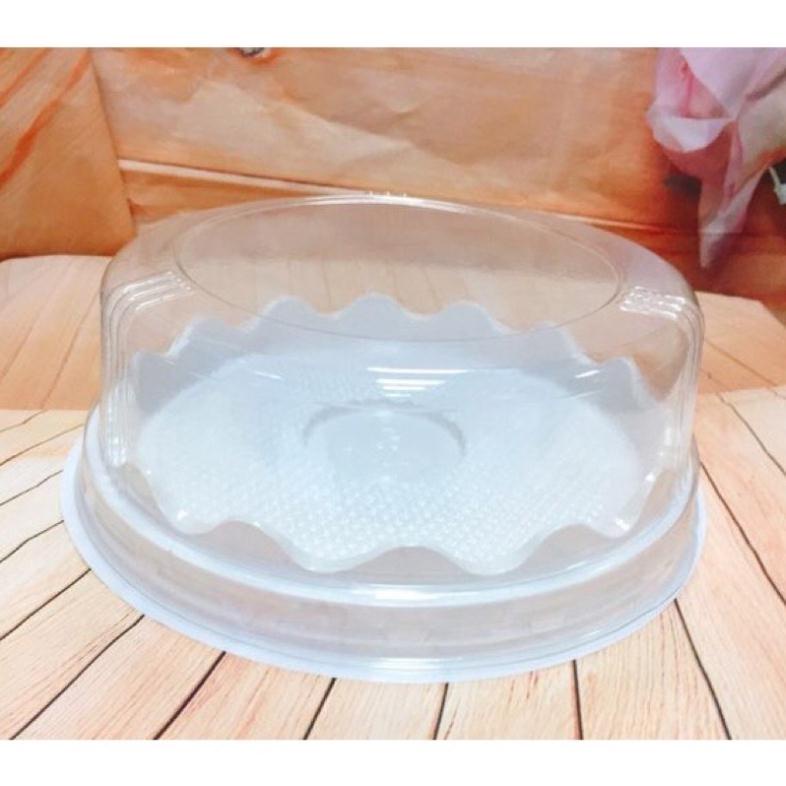 Bộ 10 hộp nhựa tròn đựng bánh nắp thấp H47 kích thước 20x8cm