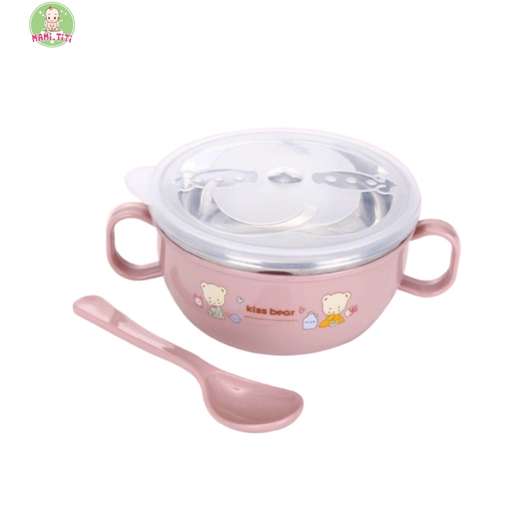 bát ăn dặm lõi inox 304, bát ăn dặm giữ nhiệt kèm thìa cho bé MAMI.TITI