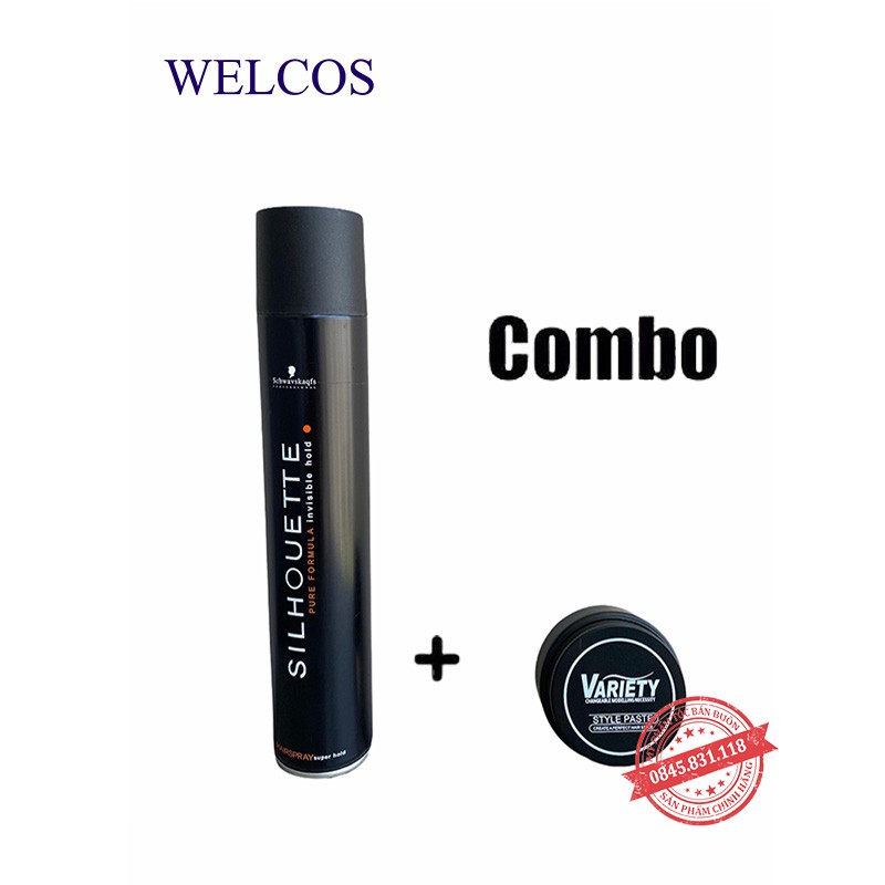 Combo chính hãng Sáp vuốt tóc tạo kiểu VARIETY MATTE LASTING 100ml + gôm xịt tóc Silhouette 420 ml CB04