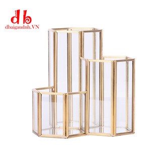 Hộp đựng cọ trang điểm bằng đồng hình lục giác