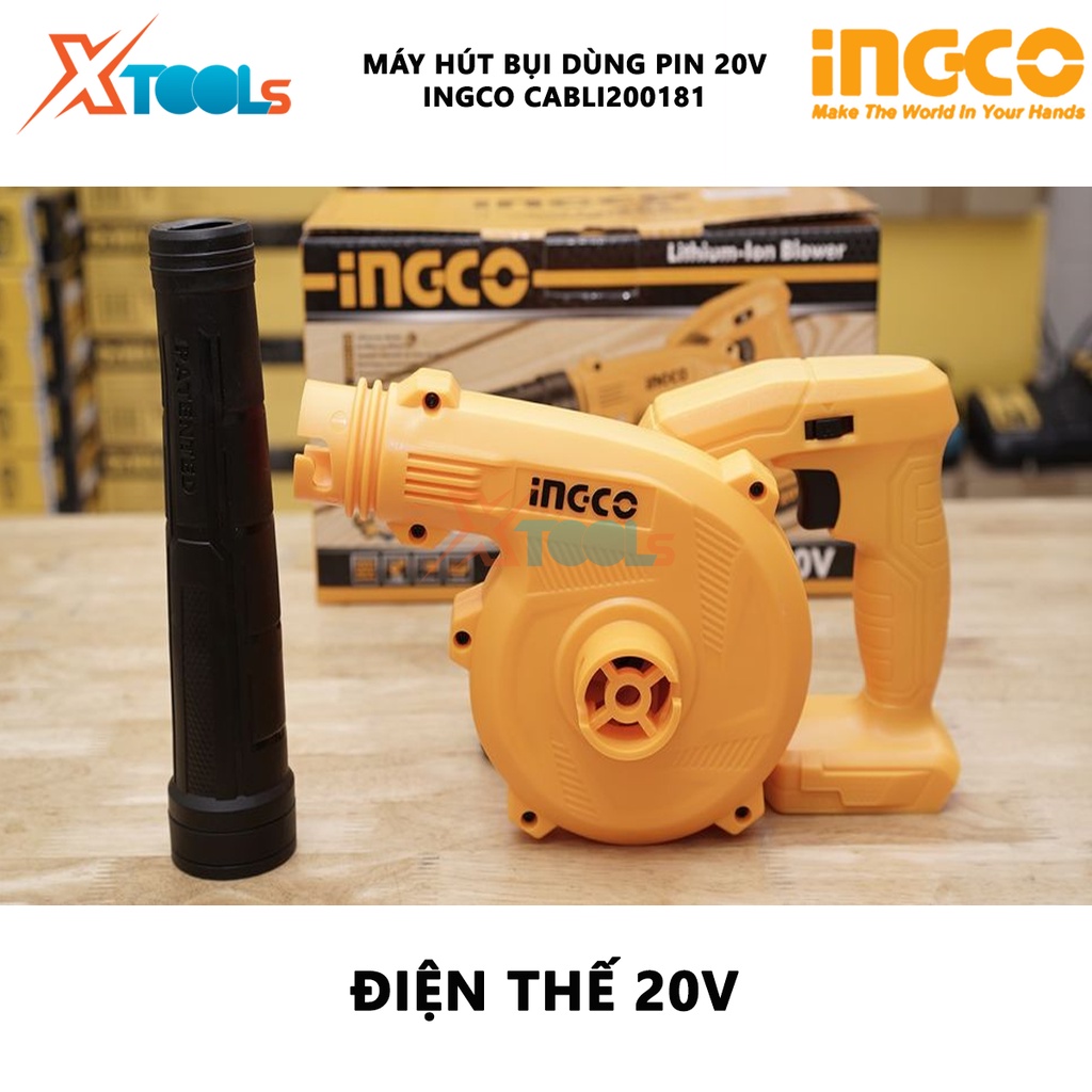 Máy thổi bụi dùng pin INGCO CABLI200181 | Máy hút bụi tốc độ Điện thế 20V | Kèm 1 pin 2.0Ah và 1 sạc thổi bay sạch bụi t
