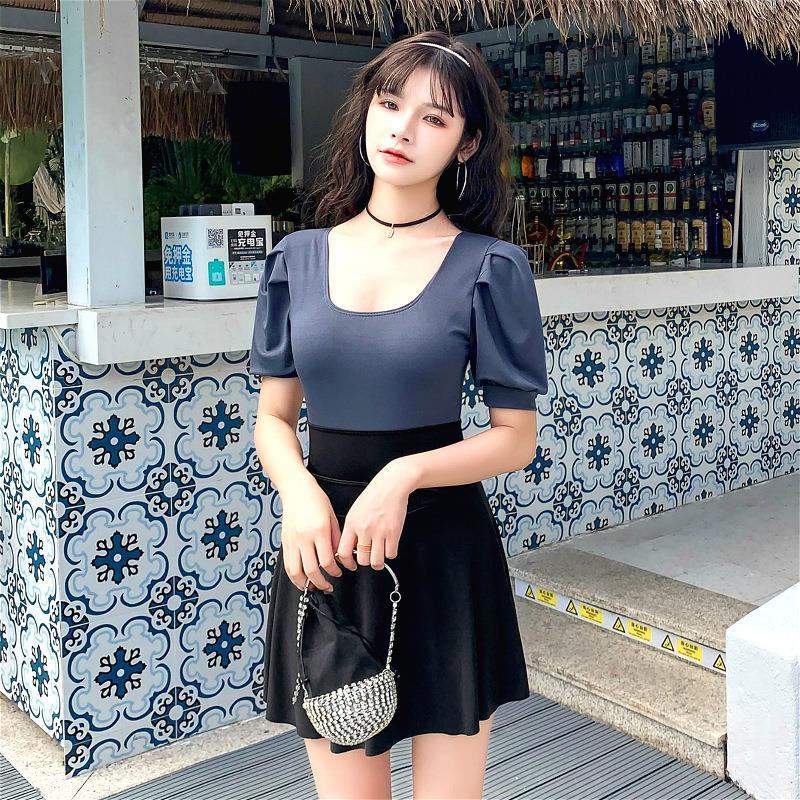 2021 new swimsuit female one-piece skirt retro conservative cover belly slimming Korean ins student hot spring swimsuit | BigBuy360 - bigbuy360.vn