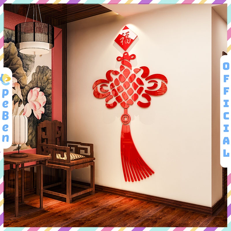 Tranh dán tường mica 3d chữ PHÚC decor khổ lớn trang trí ngày tết , lễ hội, nhà hàng Nhiều Size - EPeBen