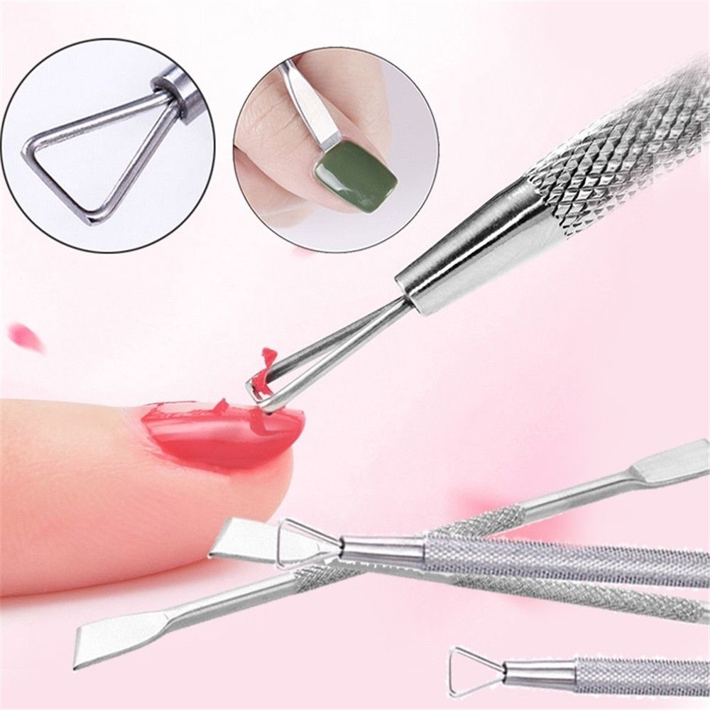 Bộ 2 Dụng Cụ Tẩy Sơn Móng Tay Hai Đầu Bằng Thép Không Gỉ Thời Trang<br>
