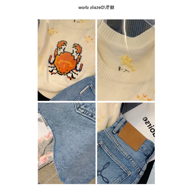 2022 summer new retro design interesting pattern printing slim sleeveless vest sweater